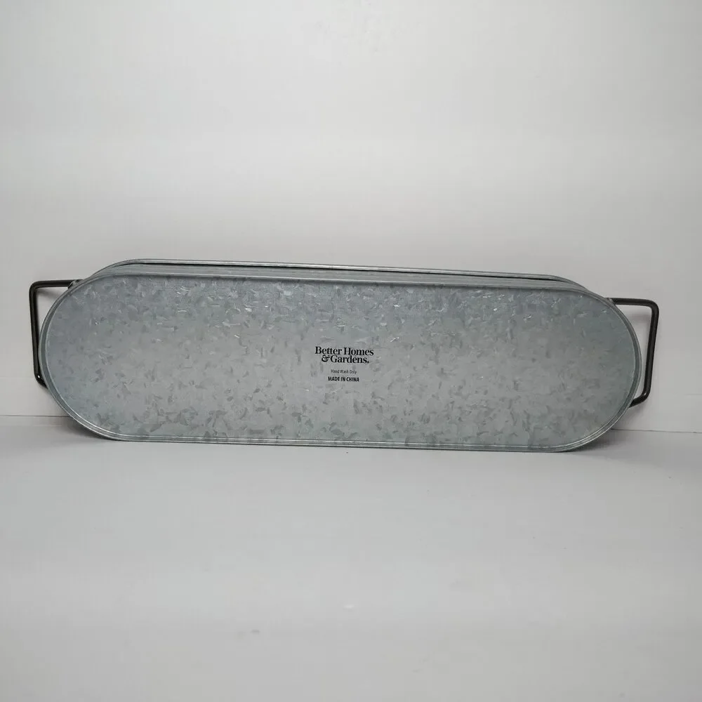 Better Homes And Gardens Galvanized Oval Farmhouse Metal Planter Tub Tray